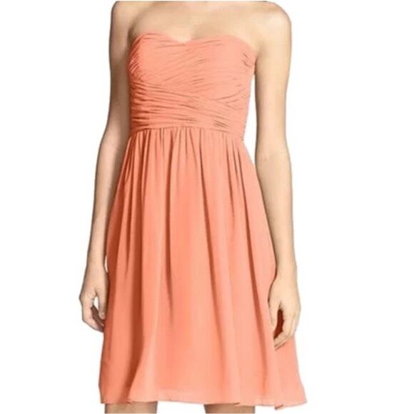 NWT Donna Morgan Peach Short Cocktail Dress Strapless Bridesmaid Wedding Sze 18 - Picture 1 of 8